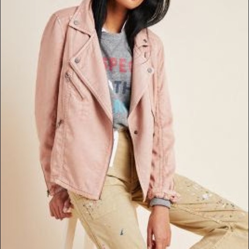 Anthropologie Marrakech Ronika Draped Moto Jacket Pink XS